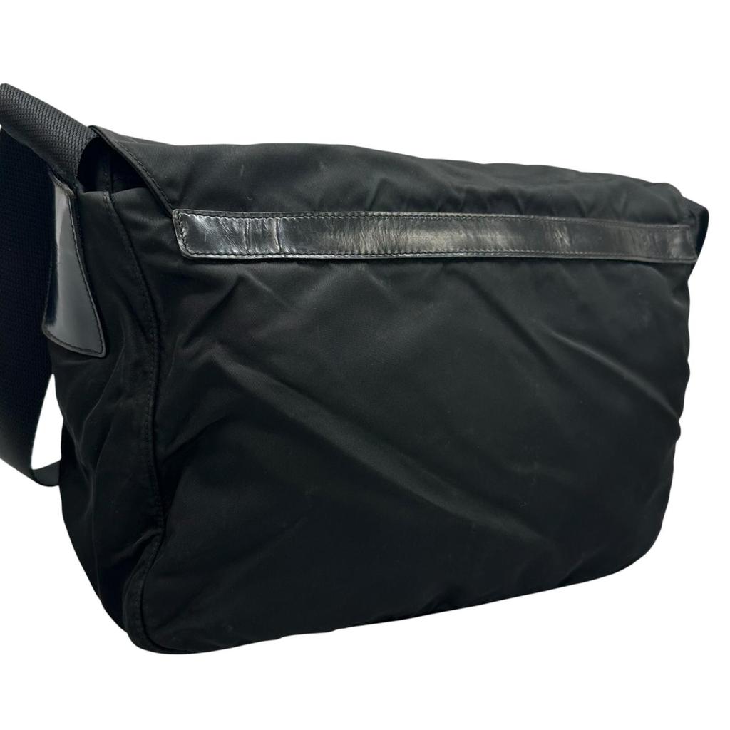 PRADA Triangle logo Shoulder Bag black unisex used