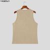 INCERUN Summer Men Sleeveless Print Ribbed Casual Sport Tank Tops Vest