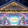 Merry Christmas Garage Door Background Banner Xmas Tree Gift Santa Claus Backdrop Winter Christmas Party Outdoor Wall Decoration