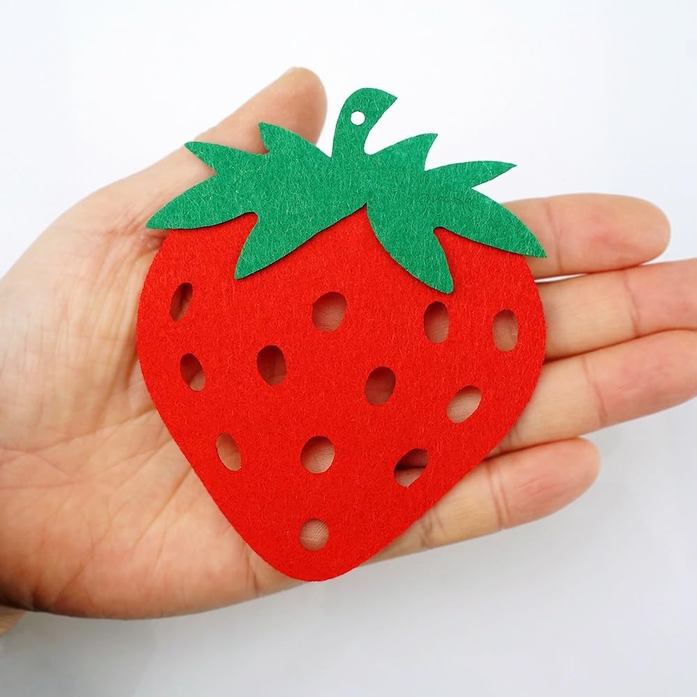 27 PCS Strawberry Ornaments Felt Hanging Strawberry Party Decorations Summer Fruit Ornaments Holiday Decorations