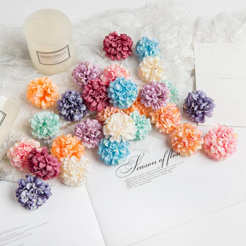 50/100Pcs Artificial Silk Carnation Flower Wedding Diy Gift Candy Box Wreath Arch Wall Christmas Home Outdoor garden Decoration