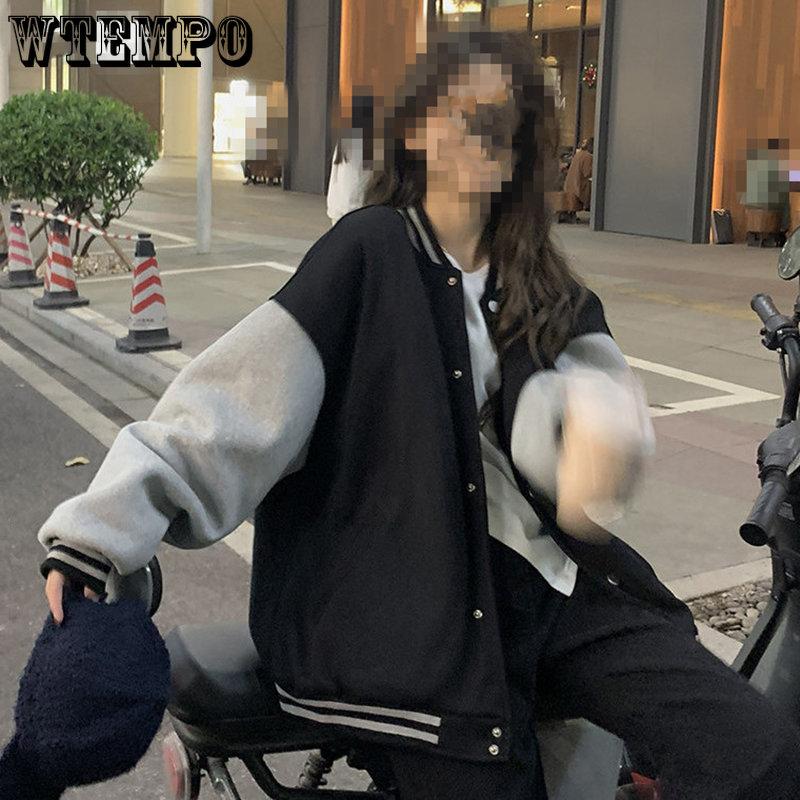 Spring Autumn Women Baseball Jackets Harajuku Casual Loose Pockets Korean Bomber Sweatshirt Uniform Streetwear Tops Coats