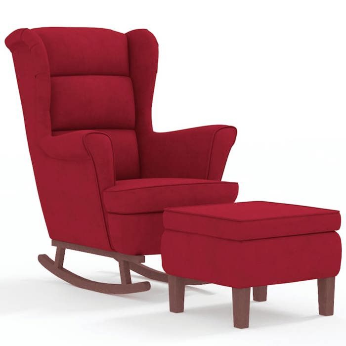 VidaXL Chaise à Bascule avec Pieds en Bois et Tabouret Fauteuil de Salon Relaxation Meuble de Salle de Séjour Chambre 3121235