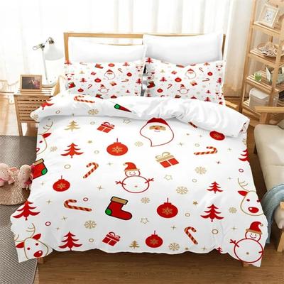 Pupazzo di Neve Natalizio, Set Biancheria da Letto Albero Set Copripiumino Stampa Digitale 3d Biancheria da Letto Misura Queen Design alla Moda