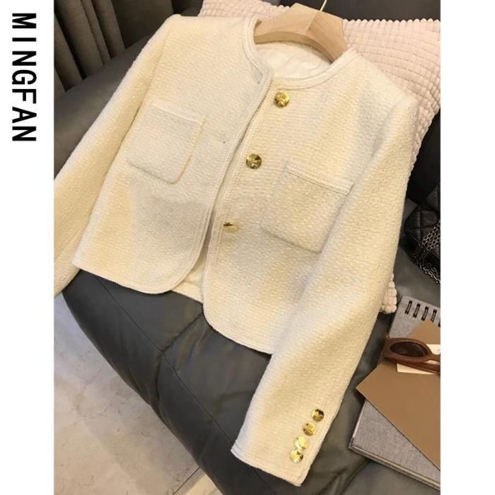 Petite Black Slimming Coco Style Single-Breasted Jacket - French Versatile Long Sleeve Elegant Design