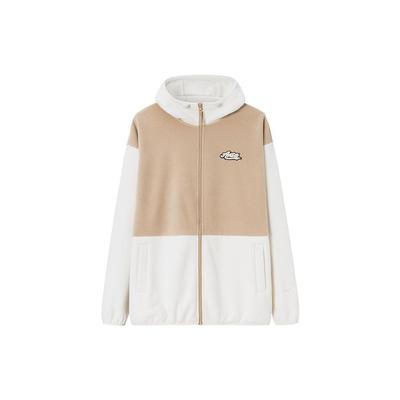 Anta Lifestyle Serie Kapuzen-Farbblock Winddicht Dick Langärmelig Fleecejacke Unisex Oberbekleidung Staubgrau Cremegelb 972348707-1