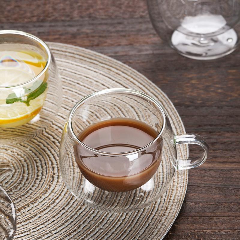 Frühstück Milchbecher transparent hitzebeständig doppelwandig Glas Wasserbecher Kaffee Hochborosilikat mit Griff Glas Teetasse