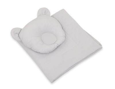 Babybeddengoed met vulling, dekbed en kussen in de vorm van een teddybeer - 2-delige set - grijs