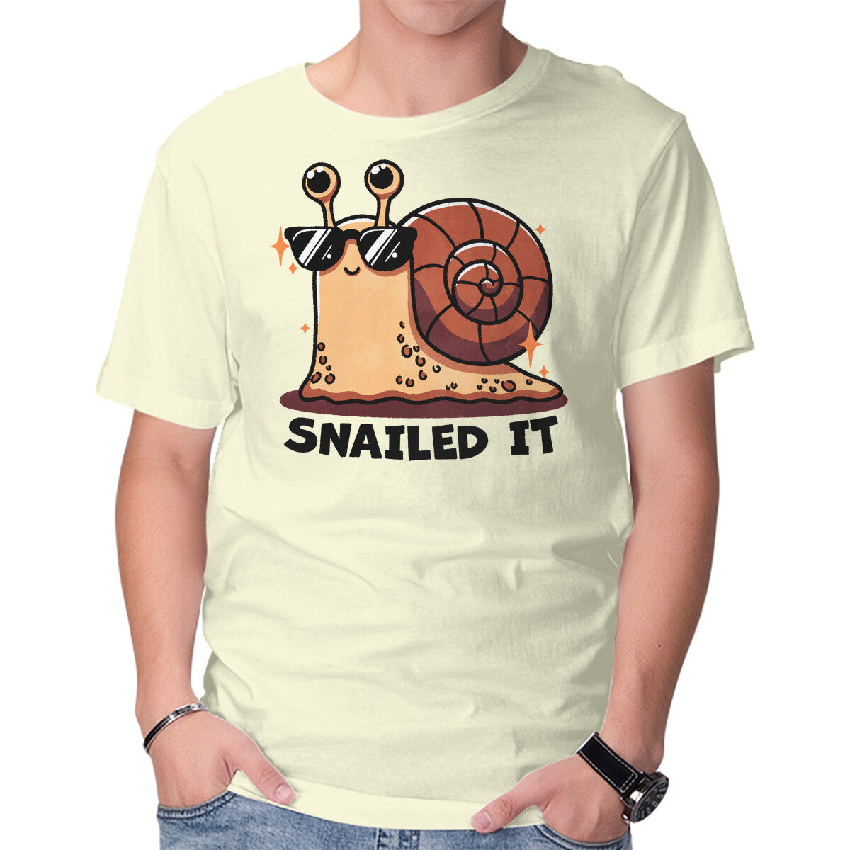Unisex Crew Neck T-Shirt Snailed It Graphic Short Sleeve Casual Tee M