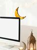Islamic Wooden Golden Moon PC Monitor Decor Acrylic Crescent Hanging Ornaments Ramadan & Eid Home Office Desktop Decoration Gift