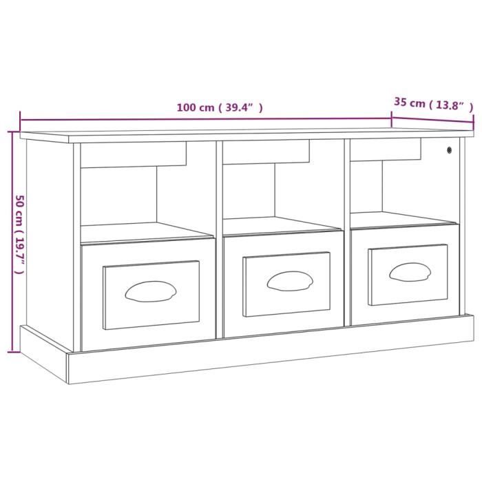 VidaXL TV Cabinet Sonoma Grey 100x35x50 Cm Engineered Wood 816294