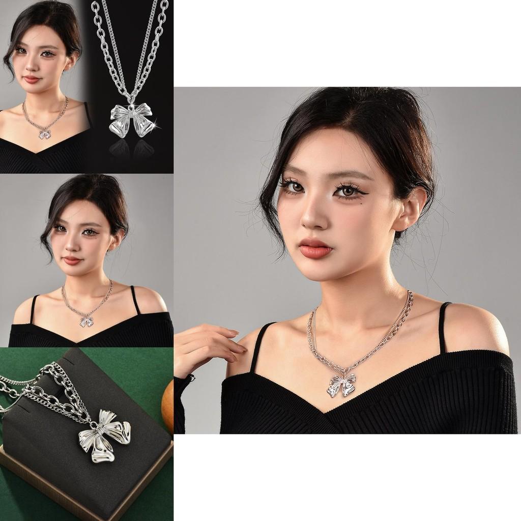 Elegant And Trendy Butterfly Bow Necklace In Mixed Materials For Sophisticated Fashion