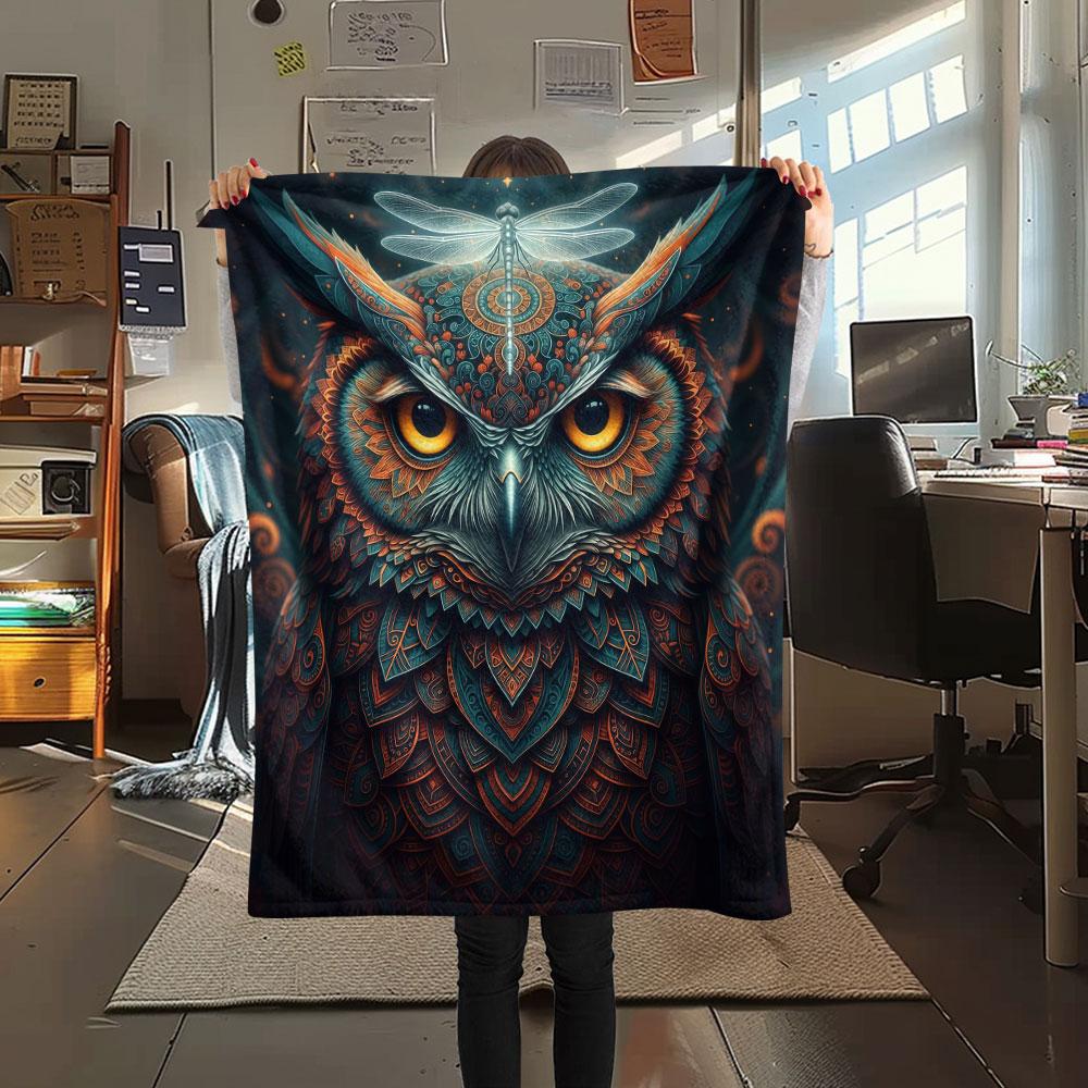 1Pc Mayan-styleanimals Print Flannel Blanket, High quality Comfortable for All Seasons, Home Decor, Warmth and Comfort, Perfect for Christmas Gifts