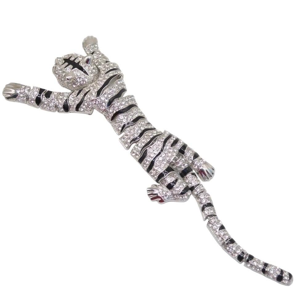 

Elegant Shoulder Decor Brooch Rhinestone Shoulder Flash Fashion Large Tiger Brooch Party Occasions серебряный