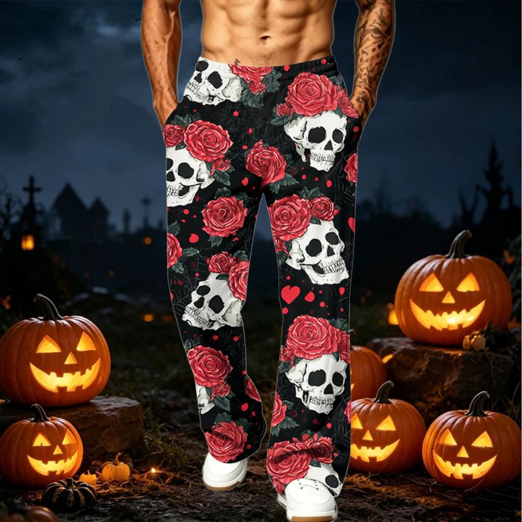 Men's Loose Fit Cargo Pants with Pockets Casual Printed Waist Joggers