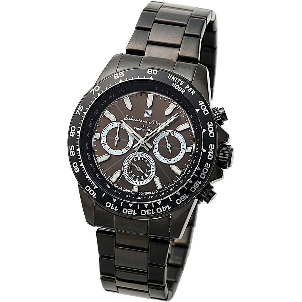 Salvatore Marra Men s Analog Quartz Watch Black Solar Waterproof with Cross Black