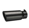 4" Inlet 5" Outlet 12" Long Angle Cut Rolled Bolt-On Exhaust Tip Tail Pipe Black