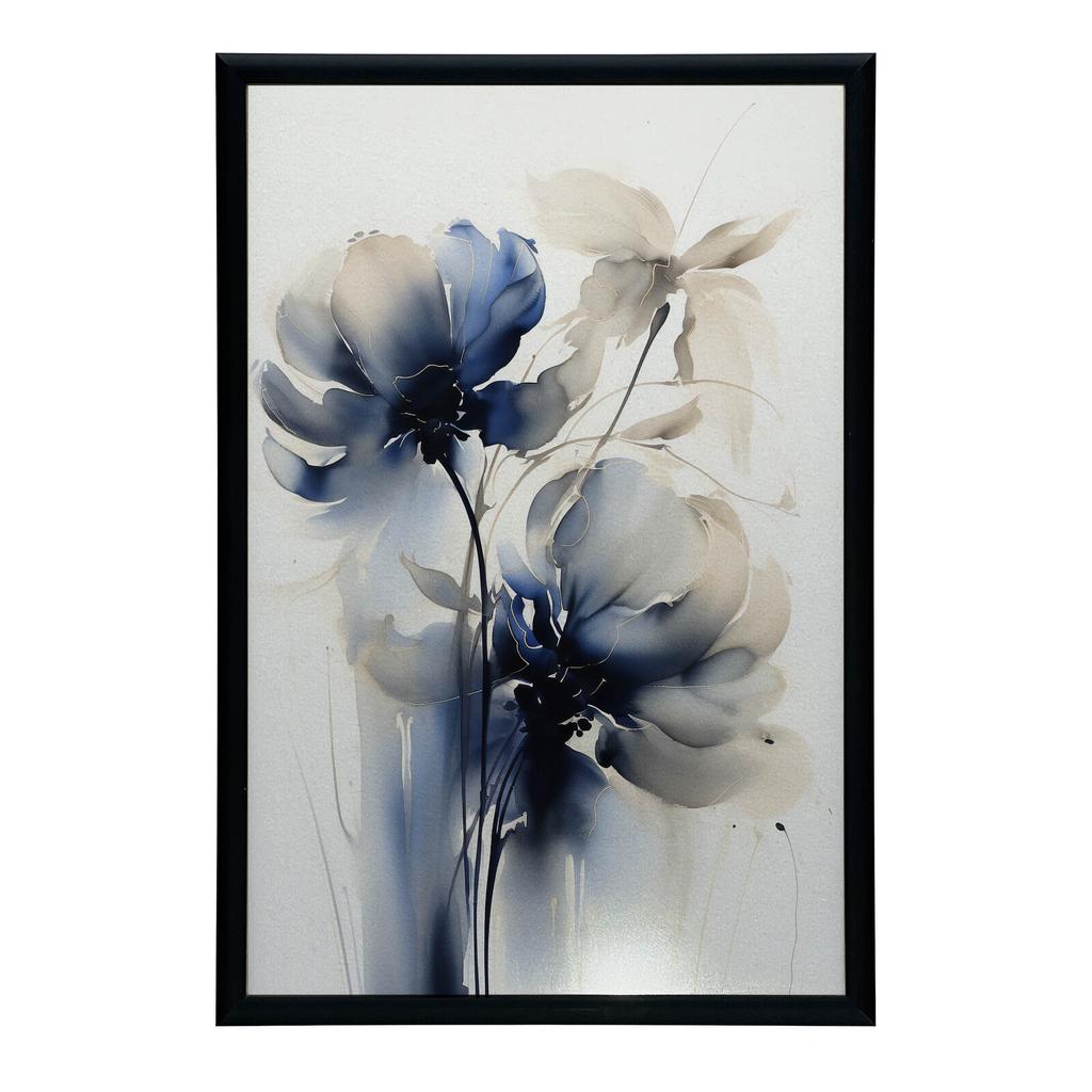 Niebieskie Kwiaty W Akwareli Niebieskie Kwiaty W Akwareli, 50X70 Cm, Bez Ramy, Płótno Premium Na Blejtramie
