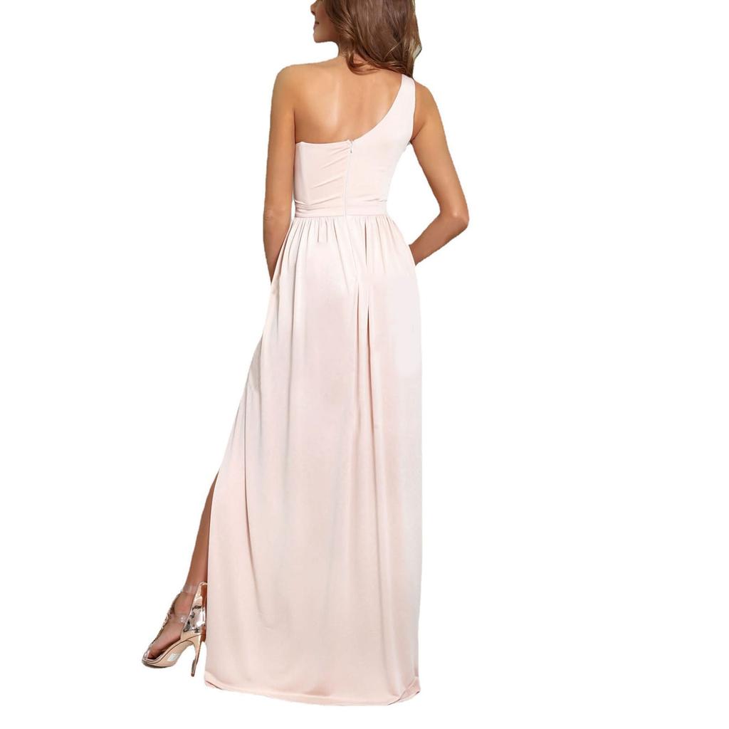 Women's Fashion Sexy One Shoulder Hollow Out Hanging Neck High Waist Open Extra Long Dress