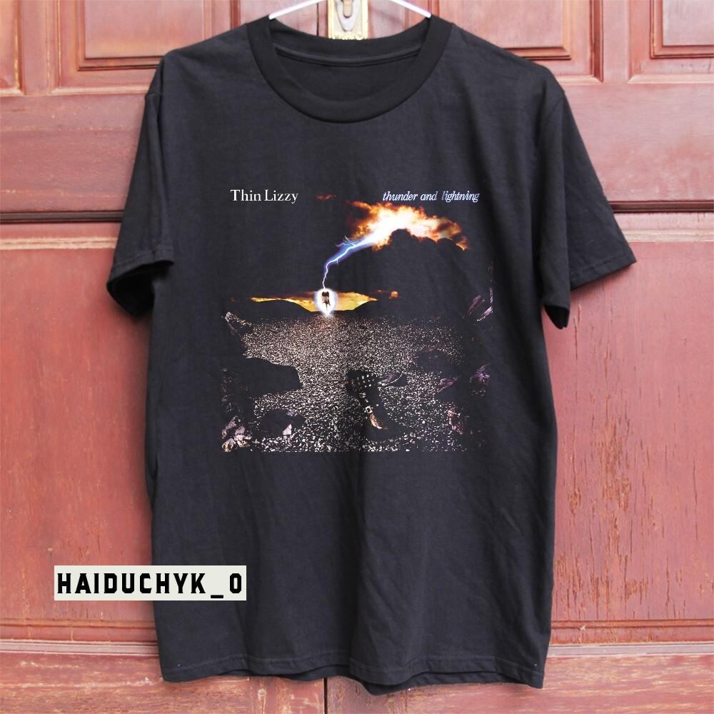 Thin Lizzy Thunder and Lightning Unisex Black T-shirt Size S-5XL Unisex T-Shirt XXL