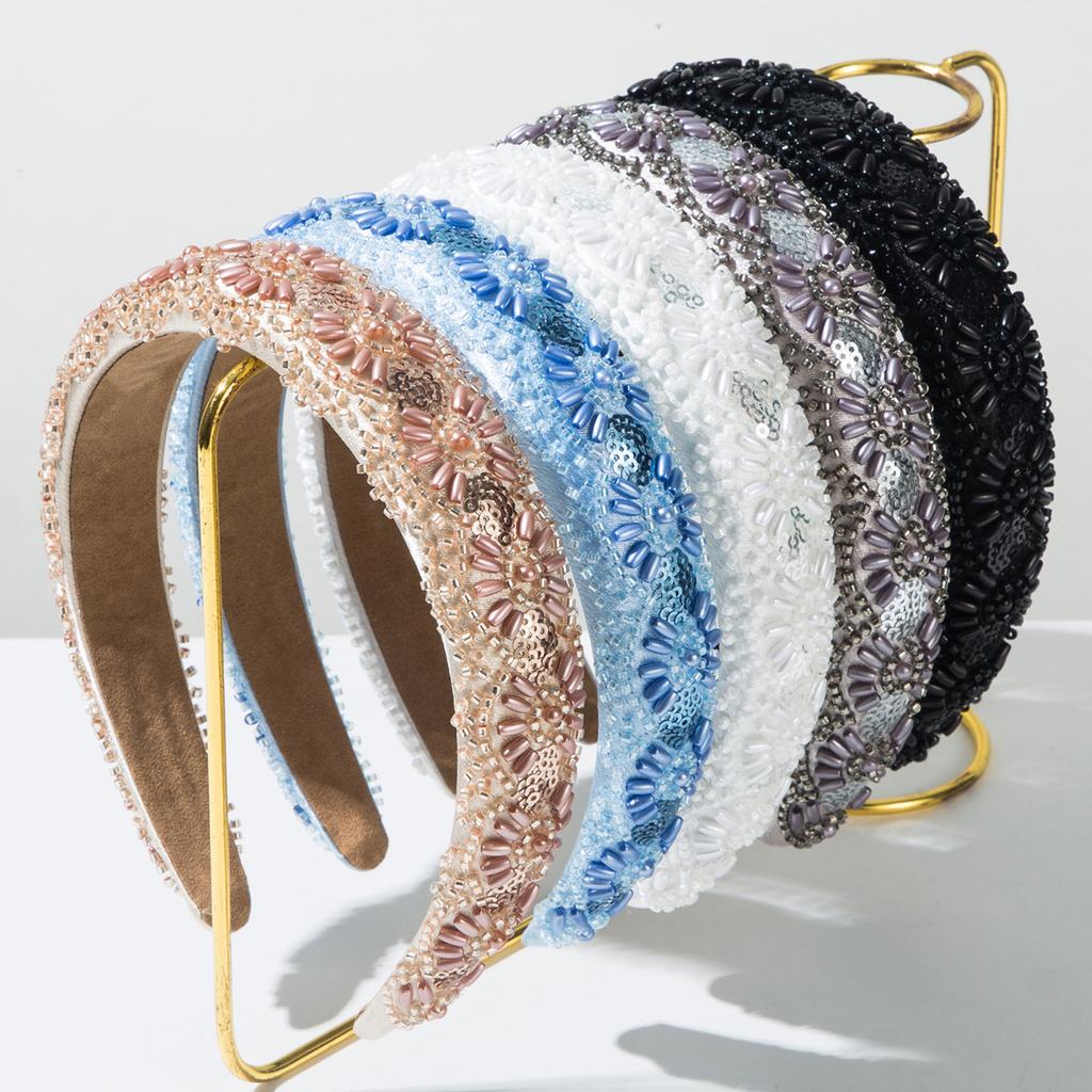 New Minimalist Hairband Hand-sewn Sequins Elegant High-crown Headband Versatile for Women