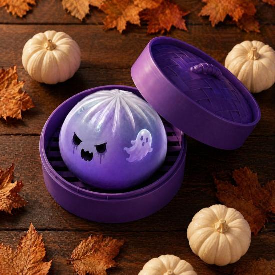 Dumpling Desktop Ornaments 1/2/3Pcs Purple Ghost Squeeze Toy Halloween Steamed Bun Desk Toy Stress Relief Clear Ball Fidget Soft