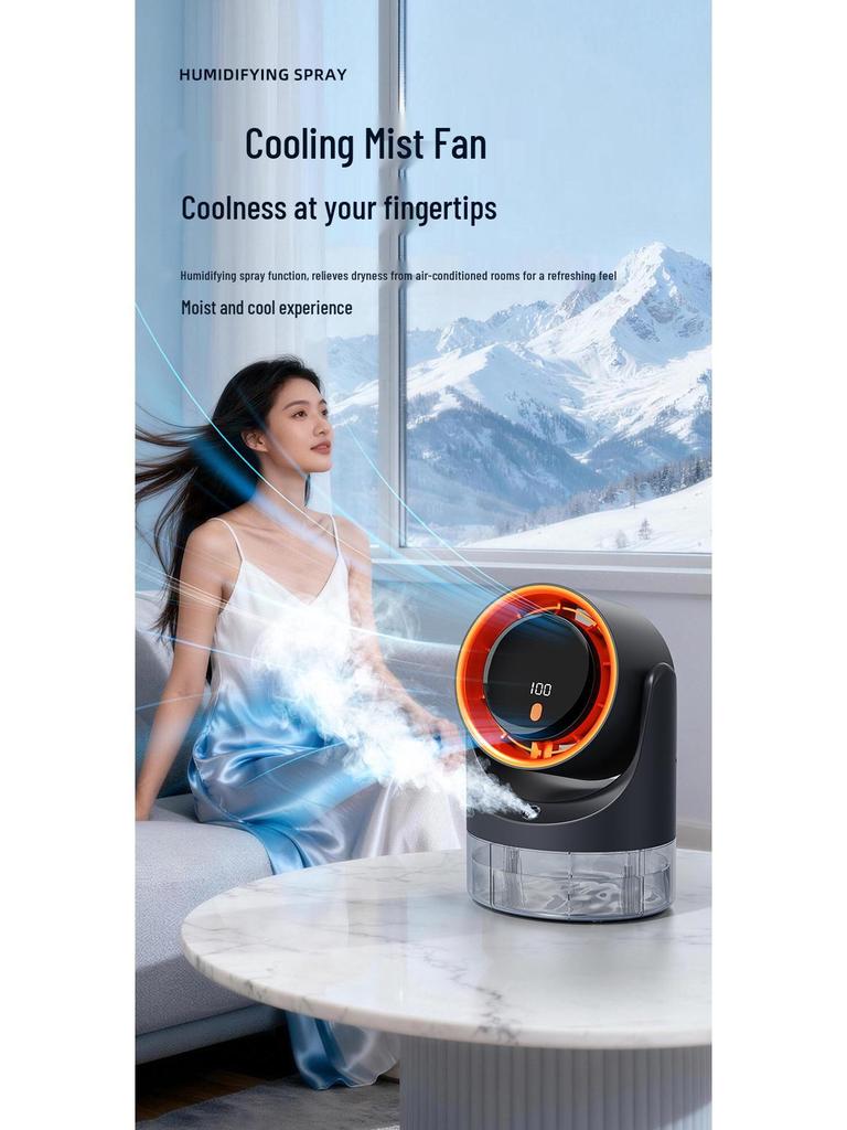 Portable USB Rechargeable Desktop Fan with Humidifier Spray