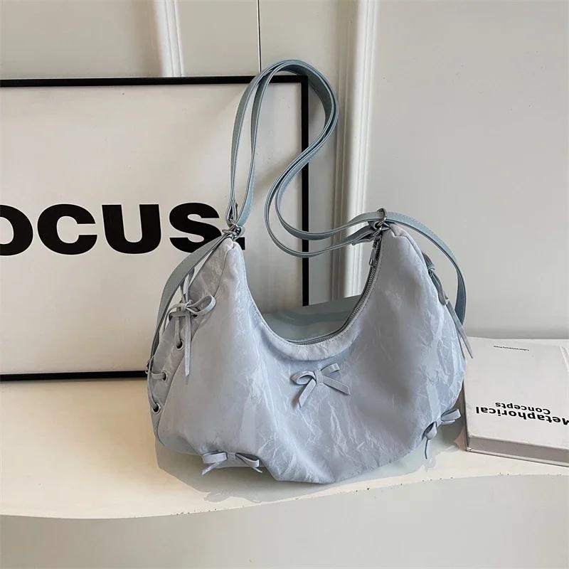 Casual Solid Interior Compartment Crossbody Bags Bow Tie Large Capacity Hot Sale Bags for Women Zipper Pu Women's Bags