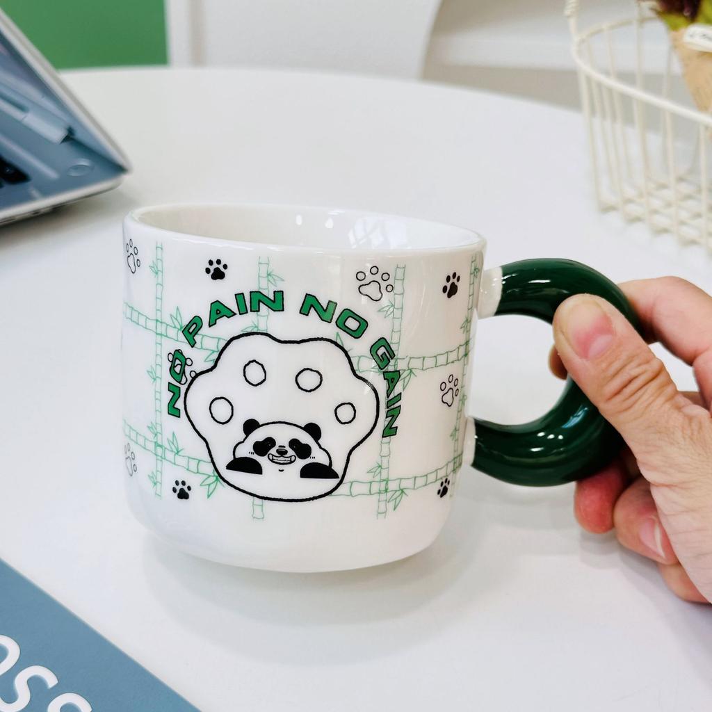Ice Cream Cartoon Panda Cute Ceramic Cup Set Dustproof Cartoon Water Cup Opening Gifts