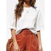 Top Camicia Bianca Bottoni Girocollo Larga Stile Etnico Retro Estivo per Donna Blusa Casual Crossbody Europeo Americano