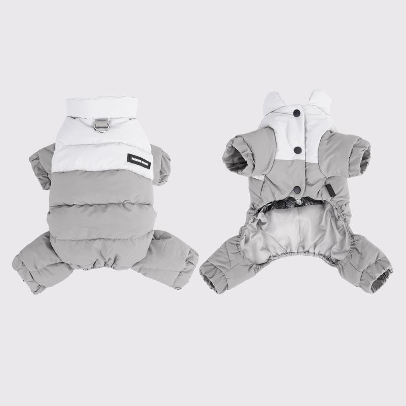 

Pet Cotton Clothes Winter Warm Thickened Four-legged Cotton-padded Clothes Windproof Dog Clothes Waterproof Teddy Pet Products S серый