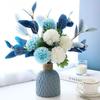 Hydrangea Artificial Faux Flowers With Vase For Garden Party Decoration Wedding