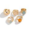 5Pcs/set Fashion Stone Decorated Stacked Ring Set Trendy Exquisite Rings Jewelry for Birthday Gift