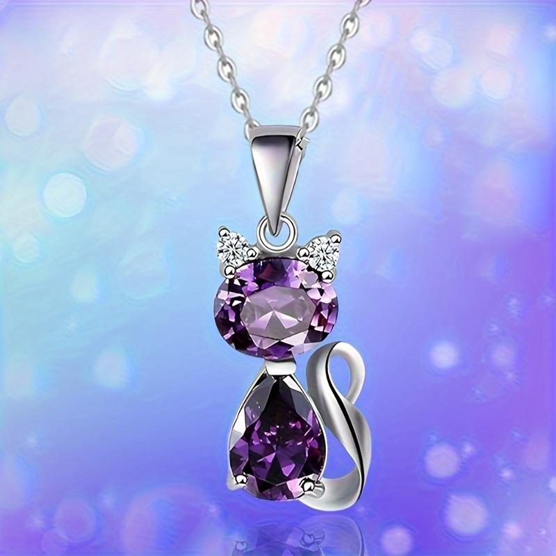 

Shiny Animal Cat Pendant Necklace High End Birthday Party Anniversary Gift for Women
