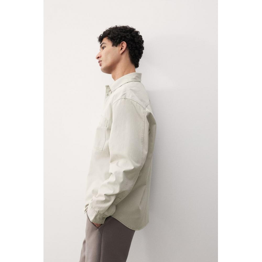 H M Twill oversHirt Regular Fit ligHt Beige