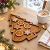 Decorative Nut And Fruit Tray Christmas Tree Elk Serving Tray, Durable Wood Partitioned Design Food Server Platter, Dinnerware for Charcuterie Snacks