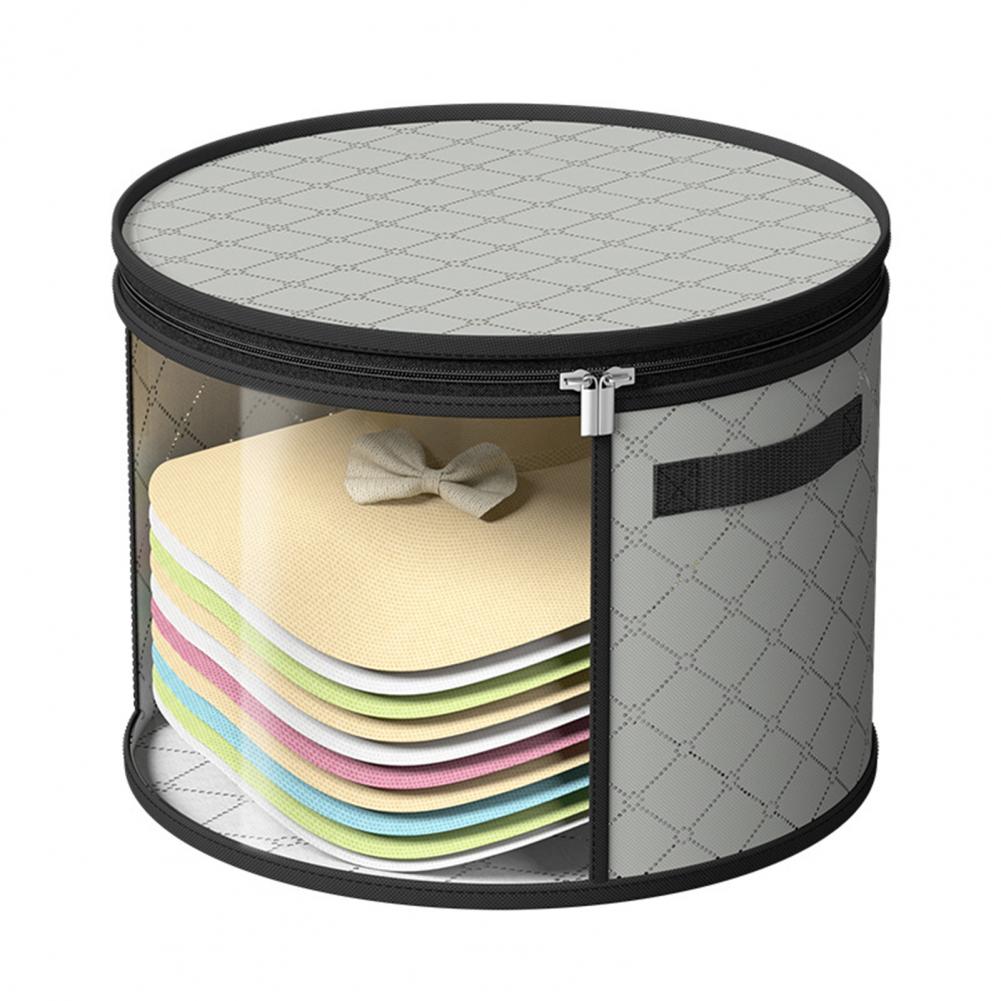 Transparent Hat Storage Bucket Cap Organizer Large Capacity Zipper Closure Dustproof Cowboy Hat Storage Box With Zipper Handle серый 990₽