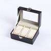 3 Grids PU Leather Watch Box Transparent Glass Window Watch Storage Display Case