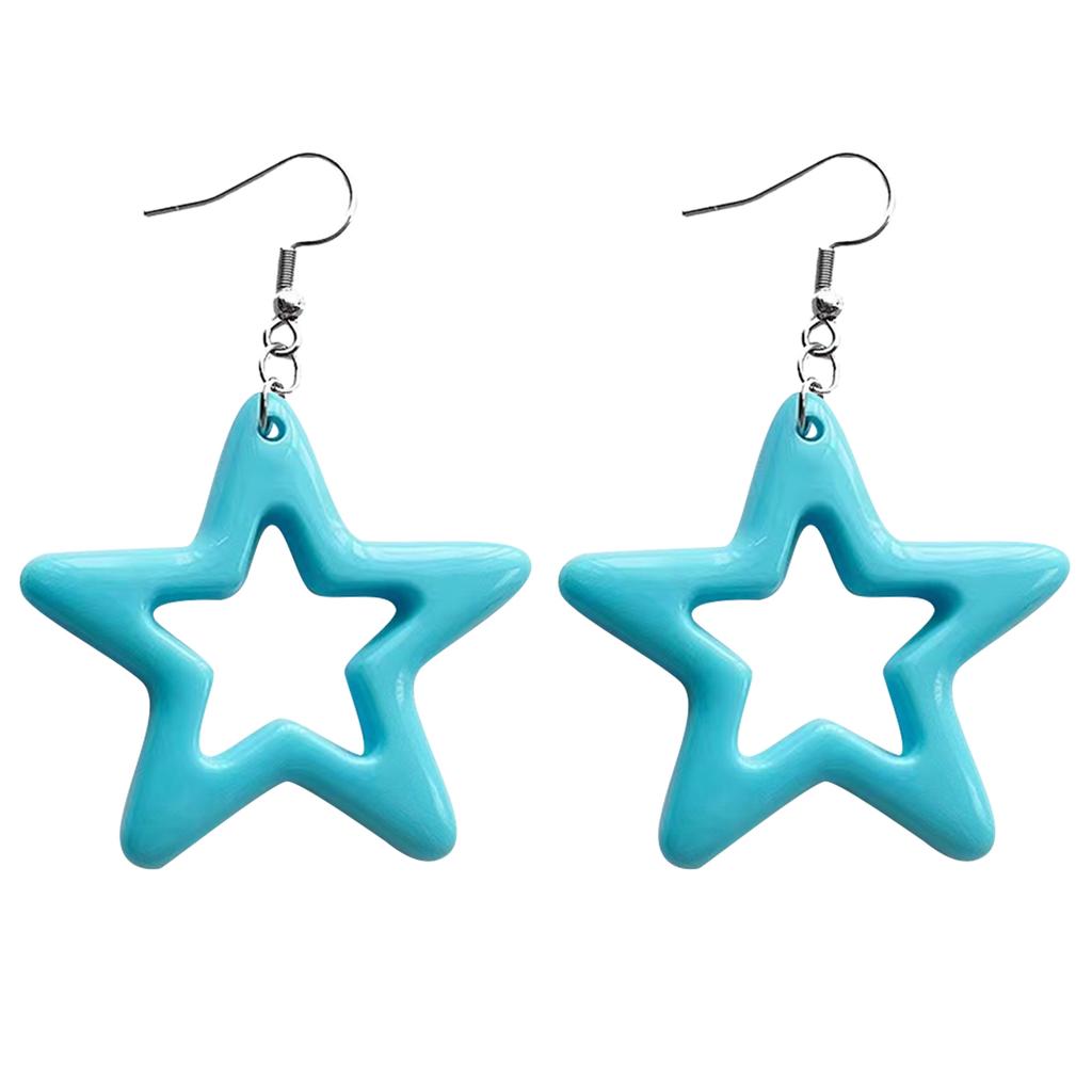 Y2K Style Dangle Earrings Simple Hollow Acrylic Star Pendant Drop Earrings Statement Jewelry Fashion Small Hoop Earrings