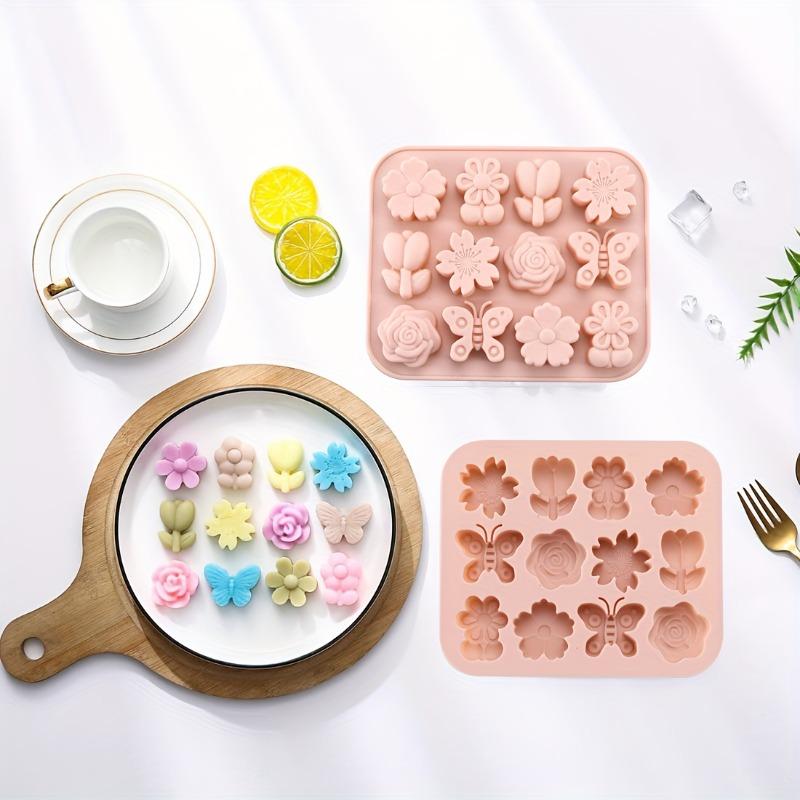 1/2pcs silicone ice cube mold, flower pattern, food grade silicone, easy to demold, essential for making ice cubes in summer