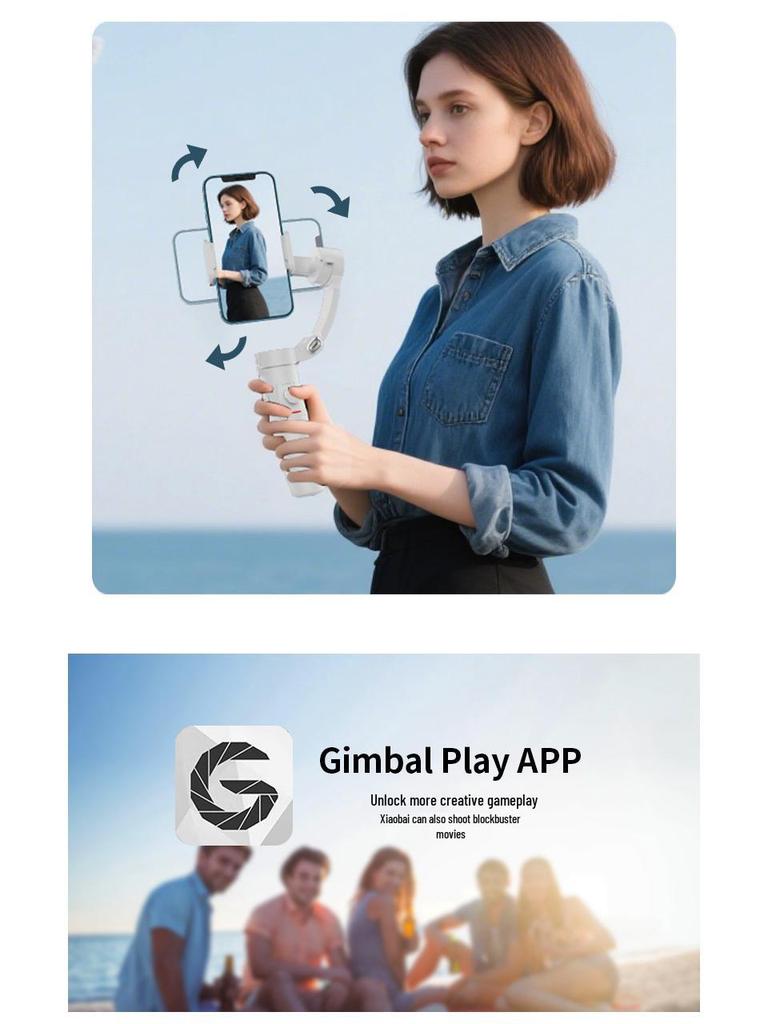Three-Axis Handheld Gimbal for Smartphones with Face Tracking and Anti-Shake for Live Streaming and Photography