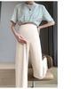 Maternity Wide-Leg Pants: Lightweight Summer Style, Nine-Point Length, Loose Fit, Belly Support, Seamless, Fashionable, Versatile for Home & Outings.