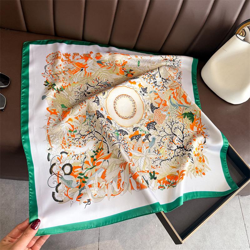 Fashion Elegant Forest Printed Square Scarf For Women 66*70cm