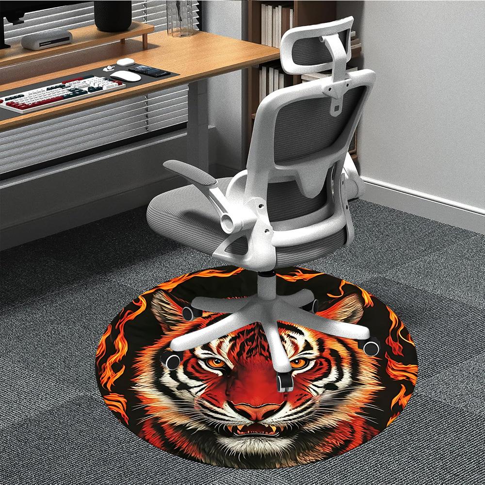 

1pc Tiger Flame Print Chair Carpet for Office Non-Slip, Rug for Office, Room, Good Gift for Family or Friends, yy251226156 80cm by 80cm
