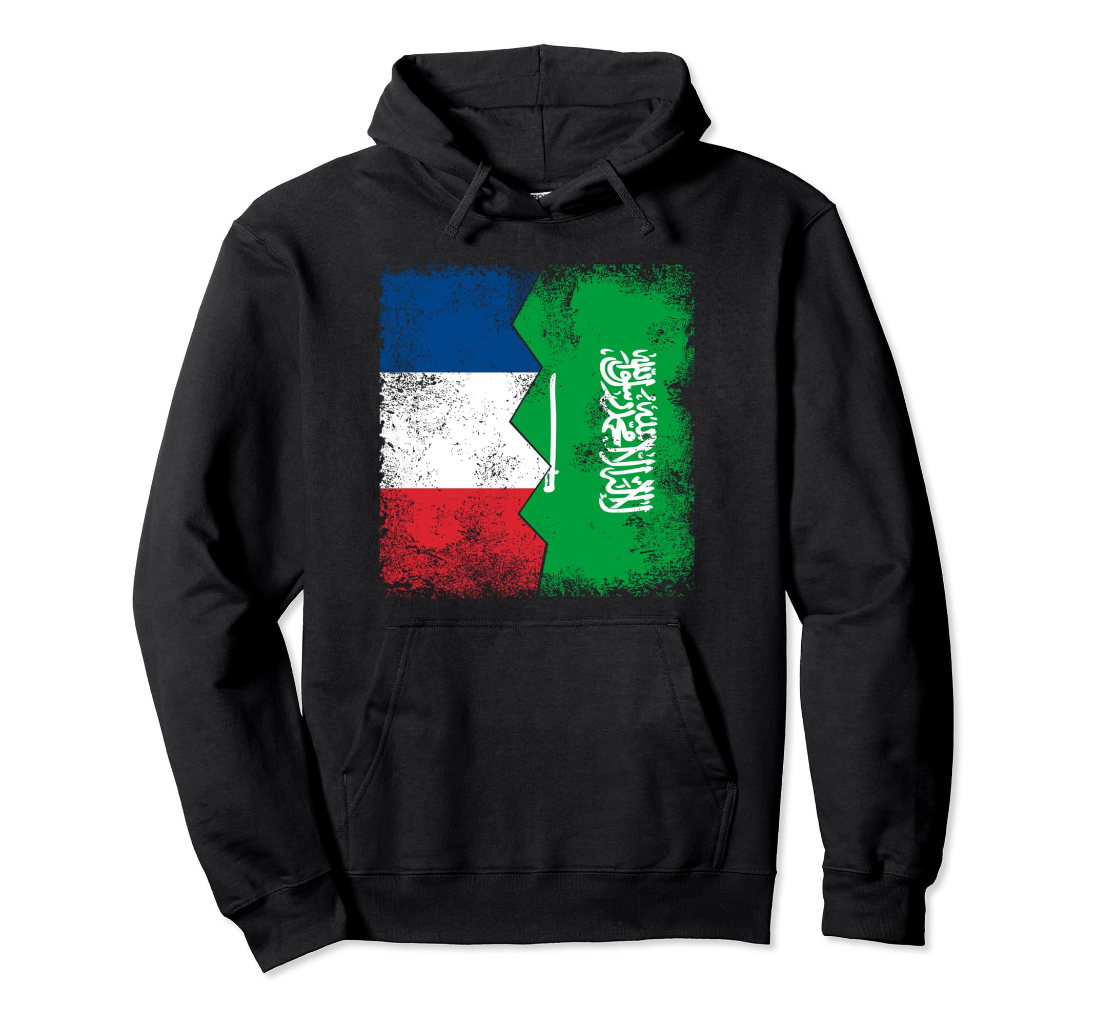 French Saudi Arabia Flag Half Saudi Arabia French Roots Vintage Hoodie
