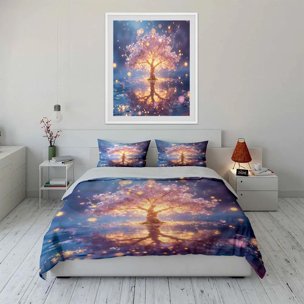 Glowing Tree Art Decoration Set Soft Comfortable Duvet Cover Bedding Set Included 1*Duvet Cover & 2*Pillowcases, Gift