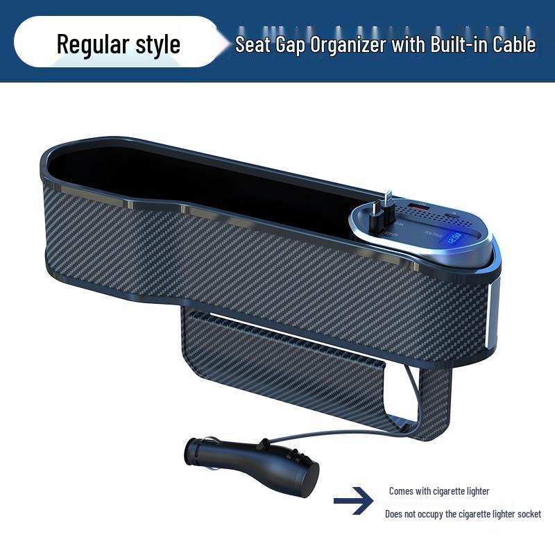 Telescopic Fast Charging Car Charger & Seat Gap Storage Box with Wireless Charging Receiver