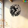 Vintage Metal Hummingbird Wall Sculpture Floral Iron Garden Art Outdoor Indoor Statue Weather Resistant Bird Flower Mural Fence Decor Nature Theme