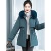 Women's Short Winter Parka: Thickened, Velvet-Lined, with Large Fur Collar