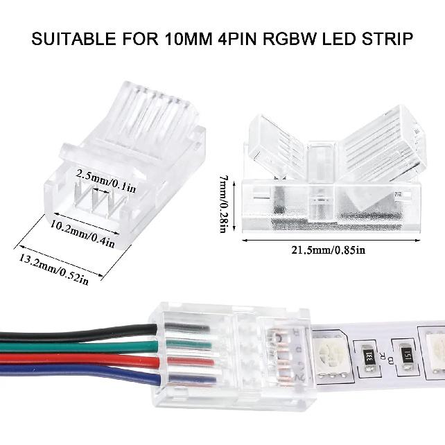 20pcs LED Strip Connector 2/3/4/5/6pin Electric Wire Connector For 5050 RGB CCT RGBW LED Strip Lights To Wire Connection Use